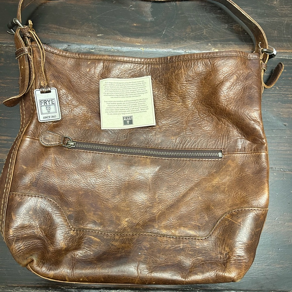 Frye Distressed Brown Leather Crossbody Bag